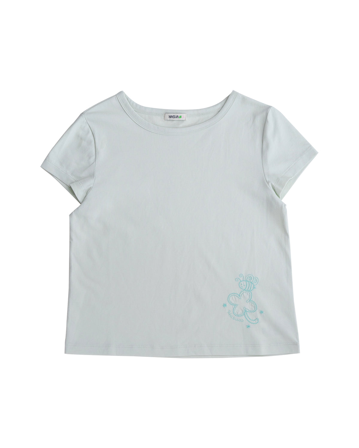 Lucky Bee Embroidery Tee (Pale mint)