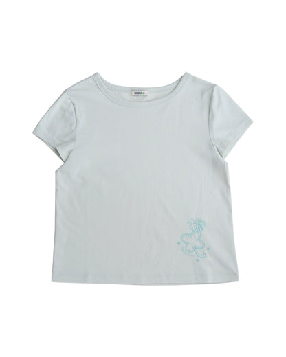 Lucky Bee Embroidery Tee (Pale mint)