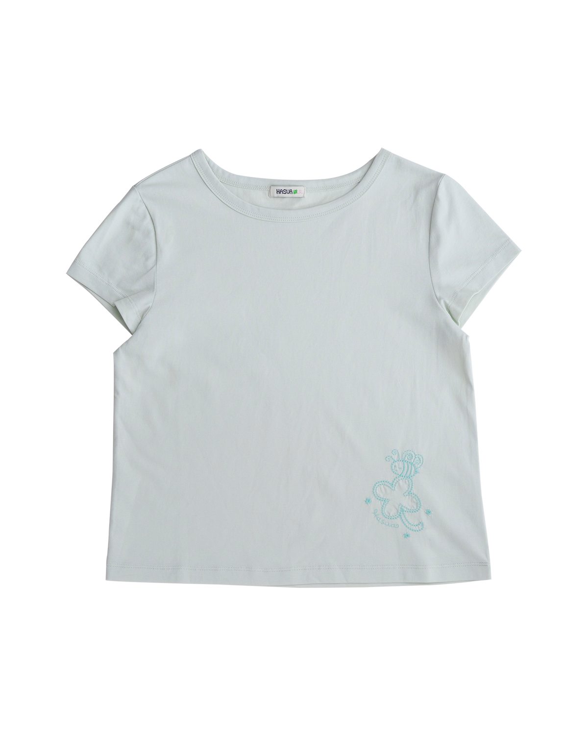 Lucky Bee Embroidery Tee (Pale mint)