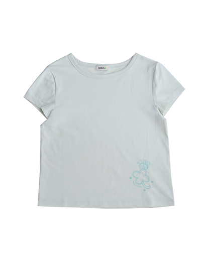 Lucky Bee Embroidery Tee (Pale mint)