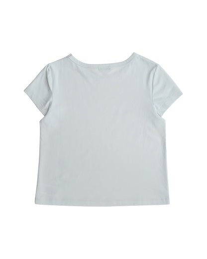 Lucky Bee Embroidery Tee (Pale mint)