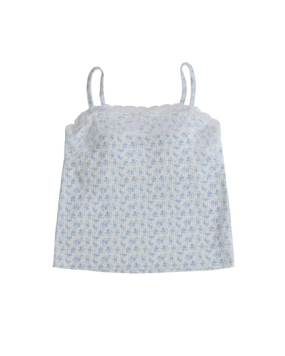 Vintage Floral Lace Padded Camisole（Blue）