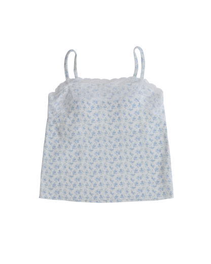 Vintage Floral Lace Padded Camisole（Blue）