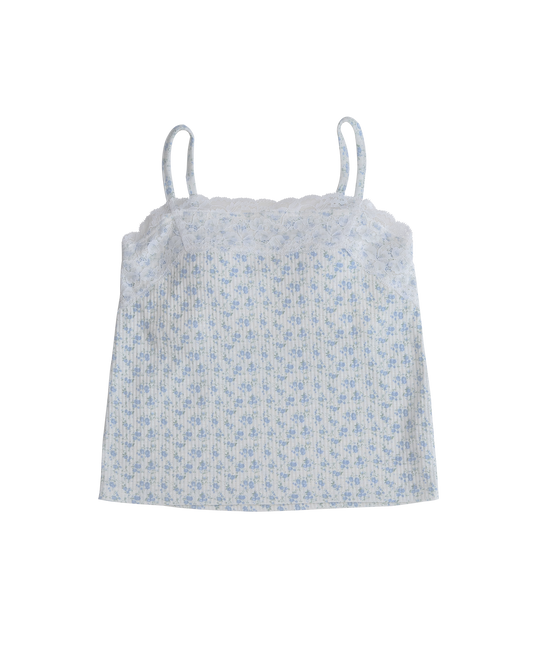 Vintage Floral Lace Padded Camisole（Blue）