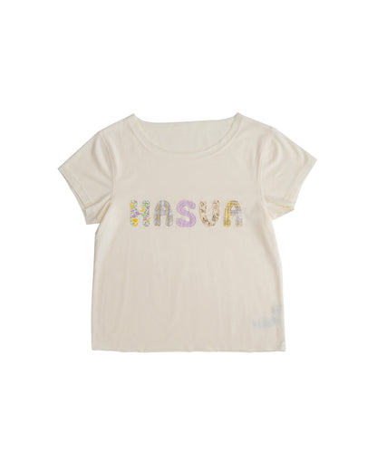 【10月上旬発送予定】HASUA Patchwork Logo Compact Tee（Butter）