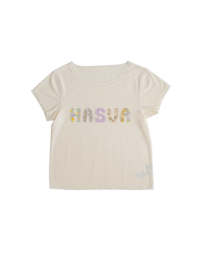 【10月上旬発送予定】HASUA Patchwork Logo Compact Tee（Butter）