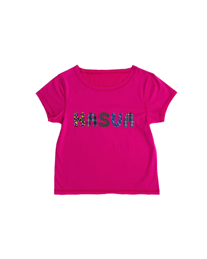HASUA Patchwork Logo Compact Tee（Plum）
