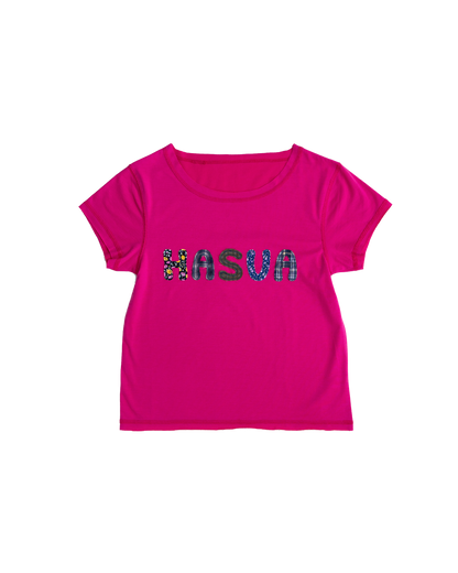 HASUA Patchwork Logo Compact Tee（Plum）
