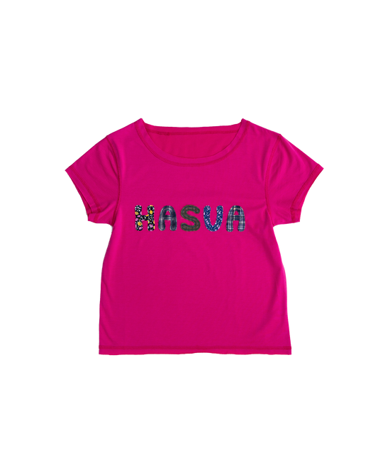 HASUA Patchwork Logo Compact Tee（Plum）