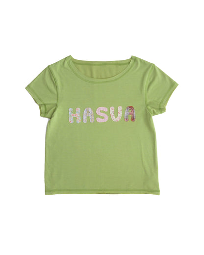 【10月上旬発送予定】HASUA Patchwork Logo Compact Tee（Green）