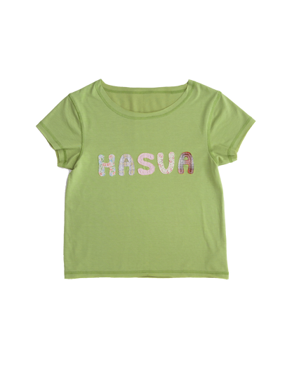【10月上旬発送予定】HASUA Patchwork Logo Compact Tee（Green）