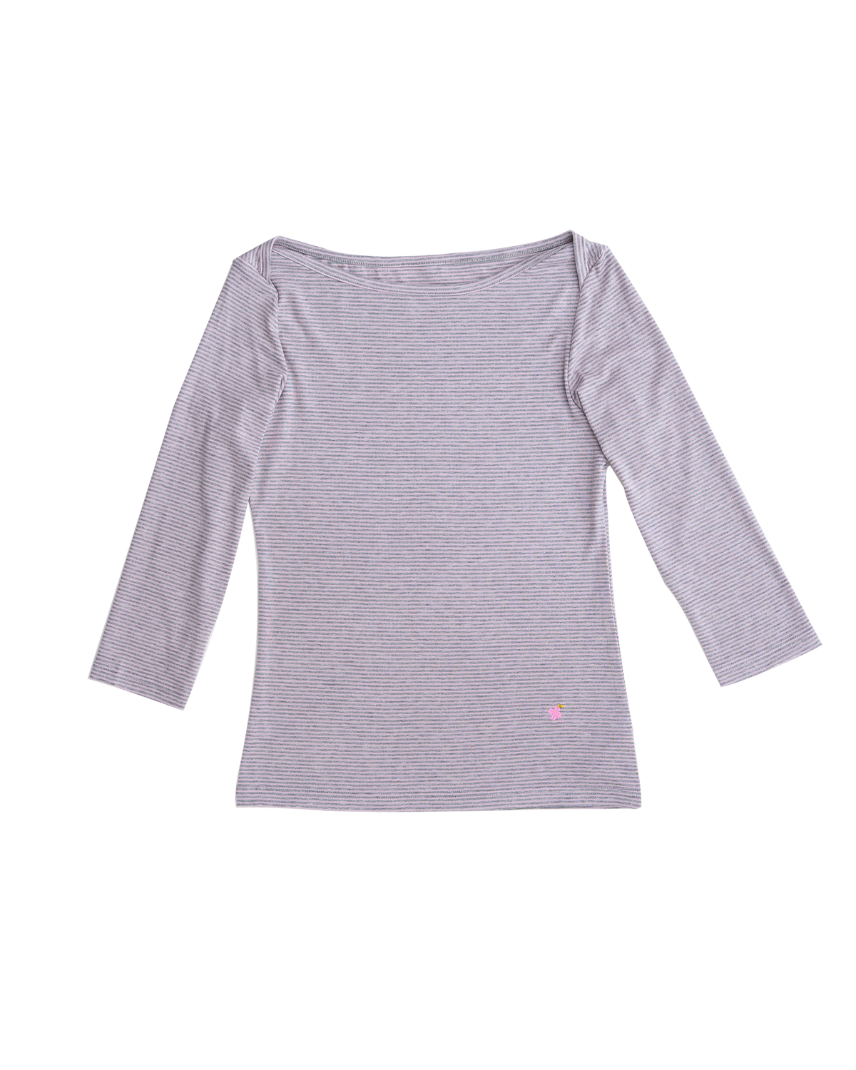 【10月上旬発送予定】Clover Bee Border Boatneck Tee(Pink Gray)