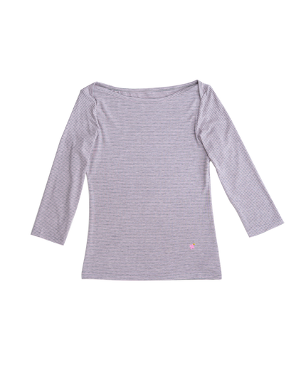 【10月上旬発送予定】Clover Bee Border Boatneck Tee(Pink Gray)