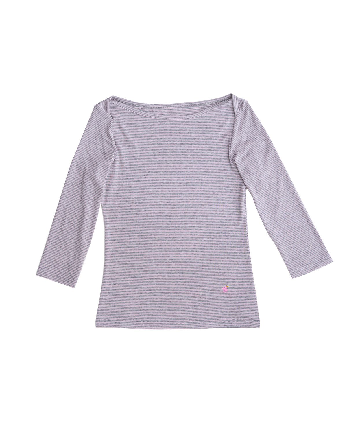 【10月上旬発送予定】Clover Bee Border Boatneck Tee(Pink Gray)
