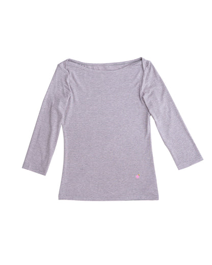 【10月上旬発送予定】Clover Bee Border Boatneck Tee(Pink Gray)