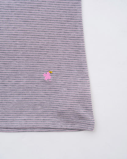 【10月上旬発送予定】Clover Bee Border Boatneck Tee(Pink Gray)