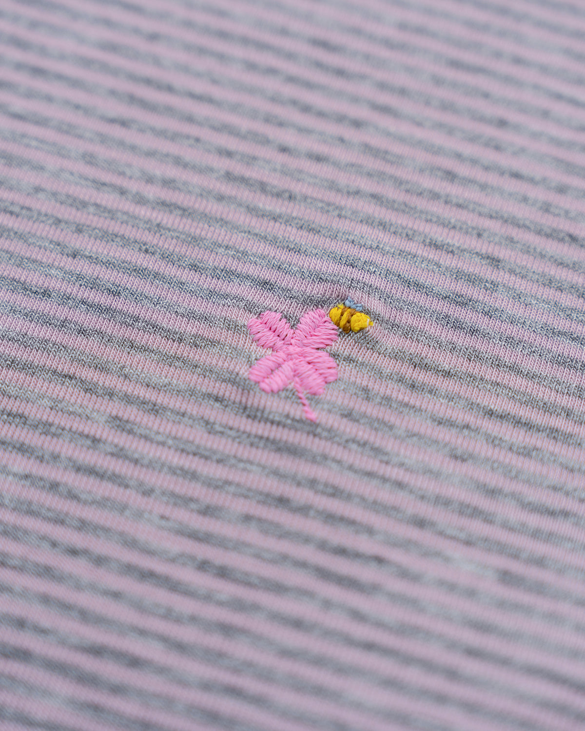【10月上旬発送予定】Clover Bee Border Boatneck Tee(Pink Gray)