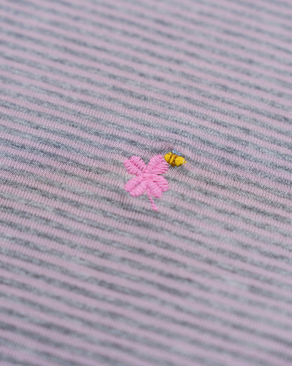 【10月上旬発送予定】Clover Bee Border Boatneck Tee(Pink Gray)