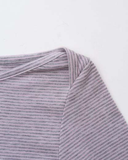【10月上旬発送予定】Clover Bee Border Boatneck Tee(Pink Gray)