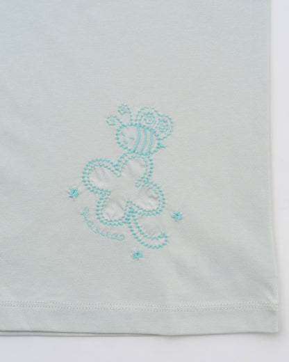 Lucky Bee Embroidery Tee (Pale mint)