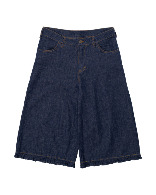 Frill Hem Cropped Denim Pants