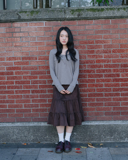 Lucky Bee Babydoll Top （Gray）