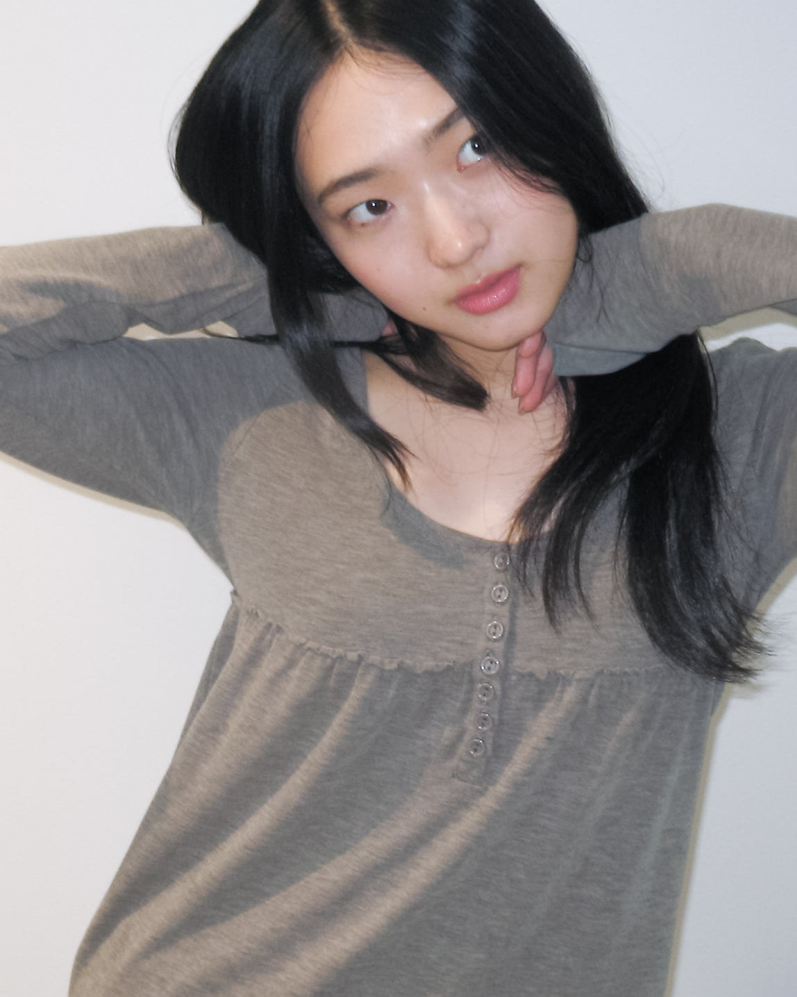 Lucky Bee Babydoll Top （Gray）
