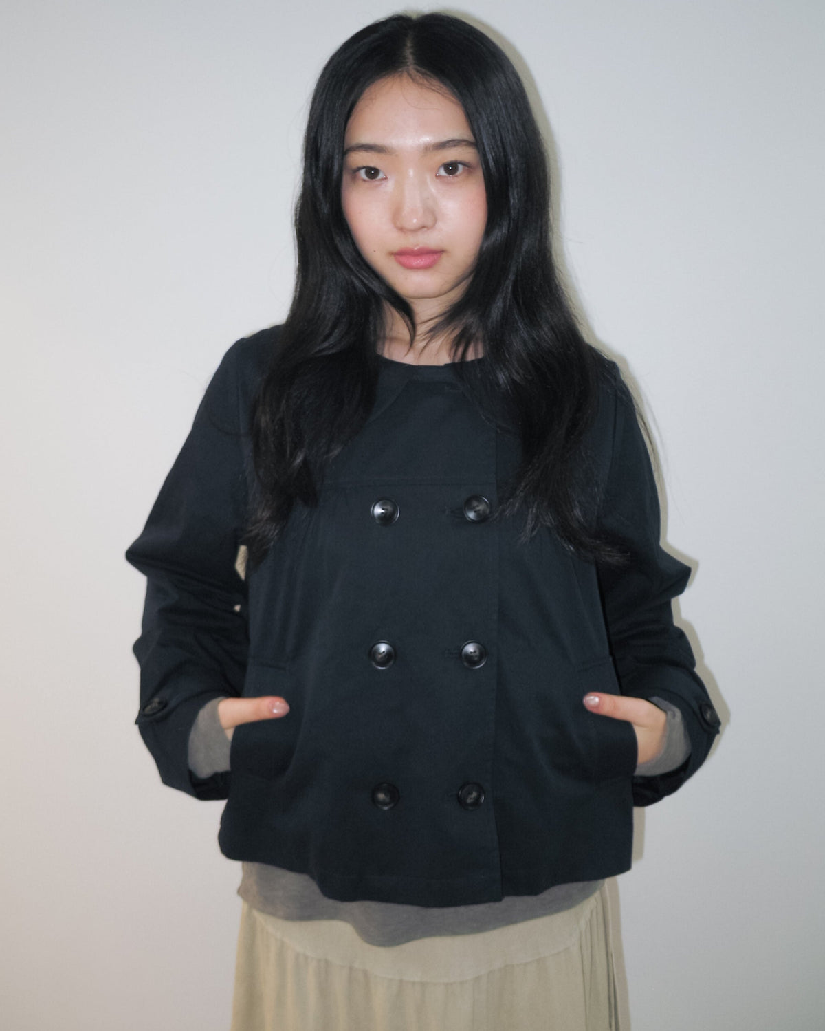 Babydoll Double-Breasted Jacket（Navy）