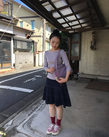 【9月下旬発送予定】Floral Waist Tiered Denim Skirt