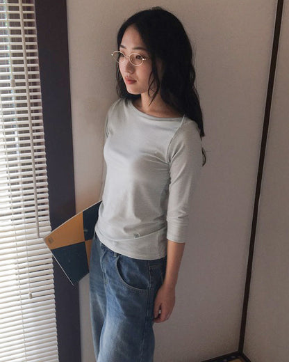 【10月上旬発送予定】Clover Bee Border Boatneck Tee(Mint)