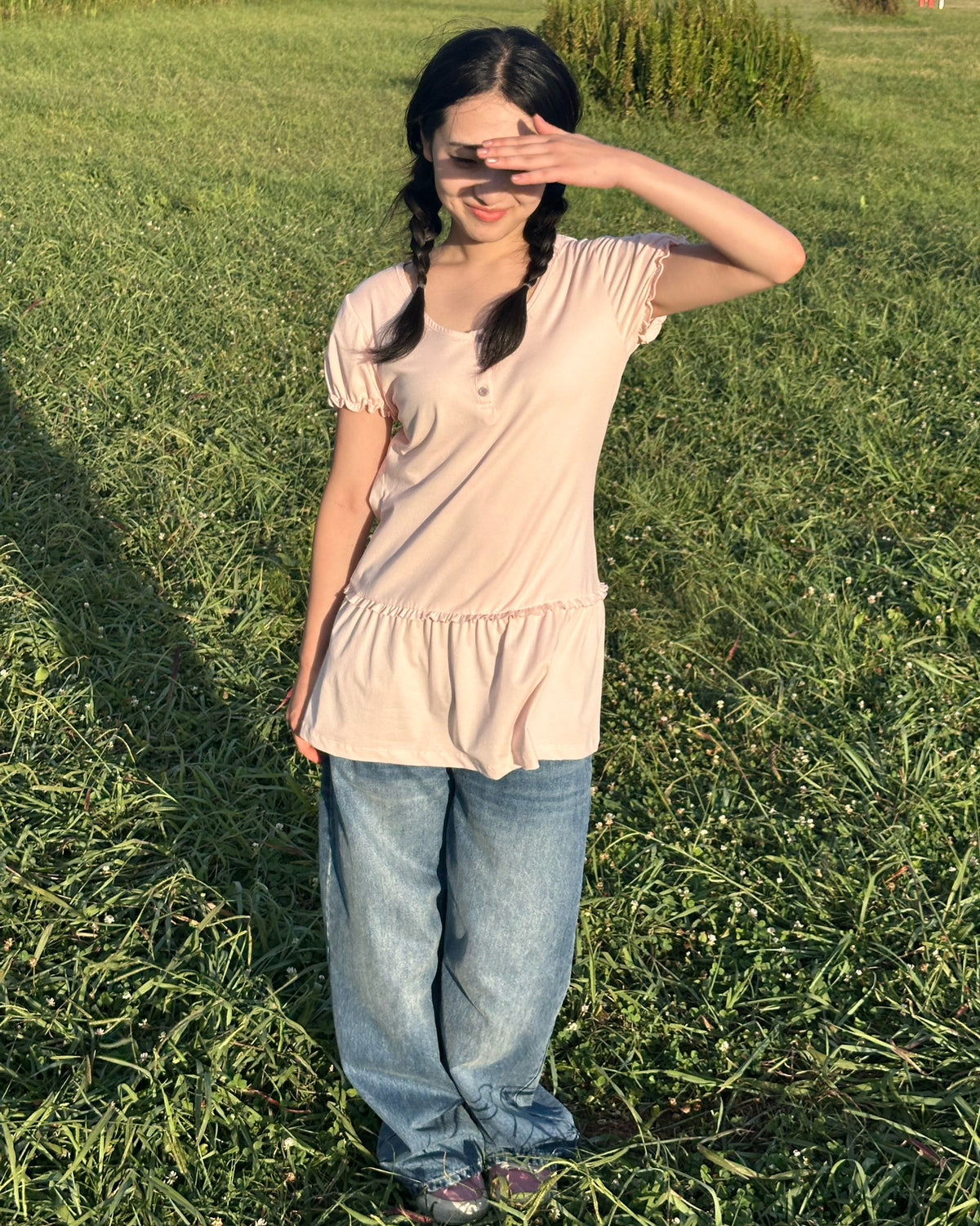 Ruffle Henley Mini Dress