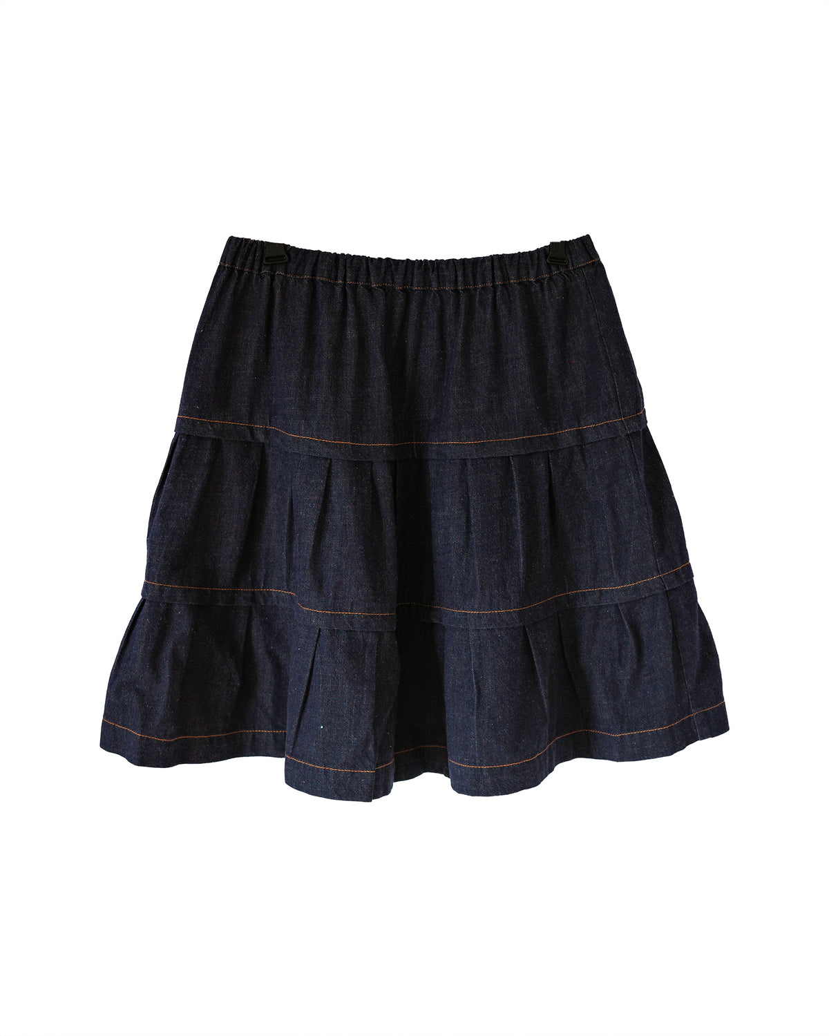 【9月下旬発送予定】Floral Waist Tiered Denim Skirt
