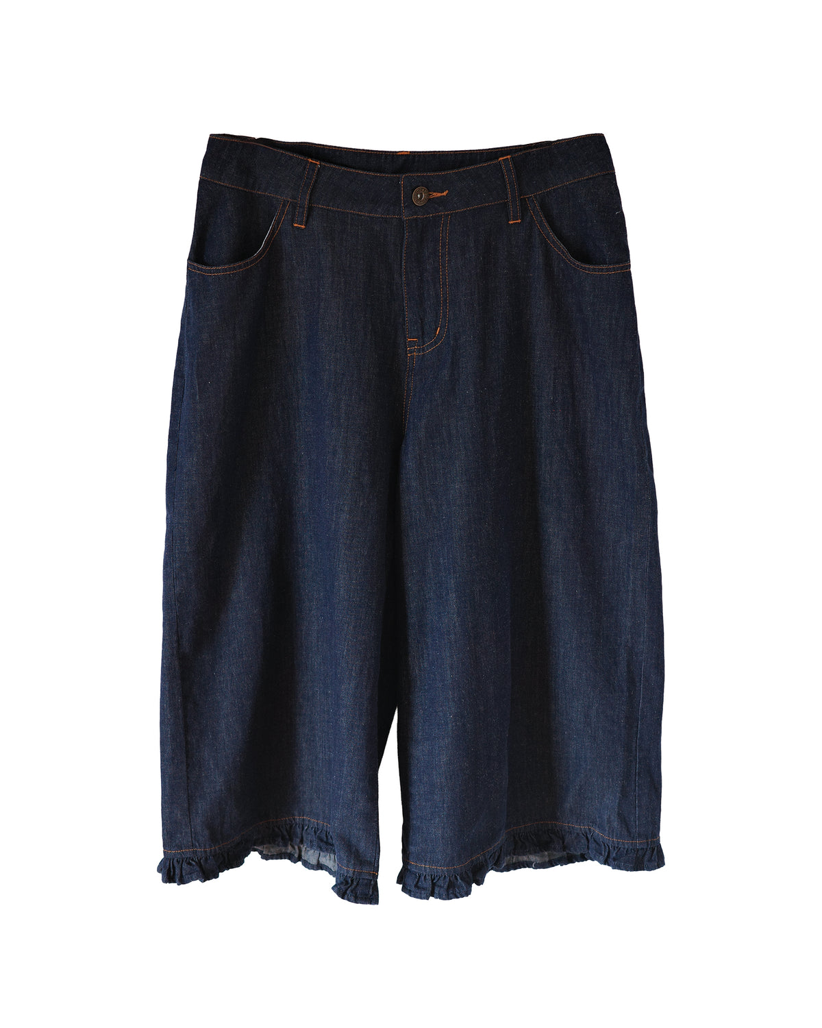 【9月下旬発送予定】Frill Hem Cropped Denim Pants