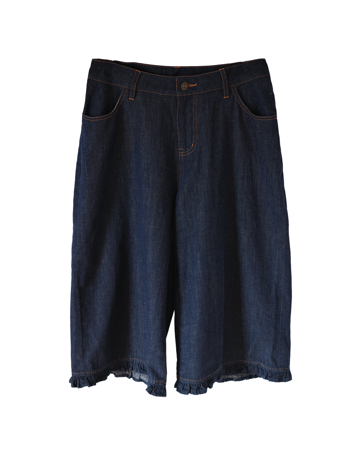 【9月下旬発送予定】Frill Hem Cropped Denim Pants