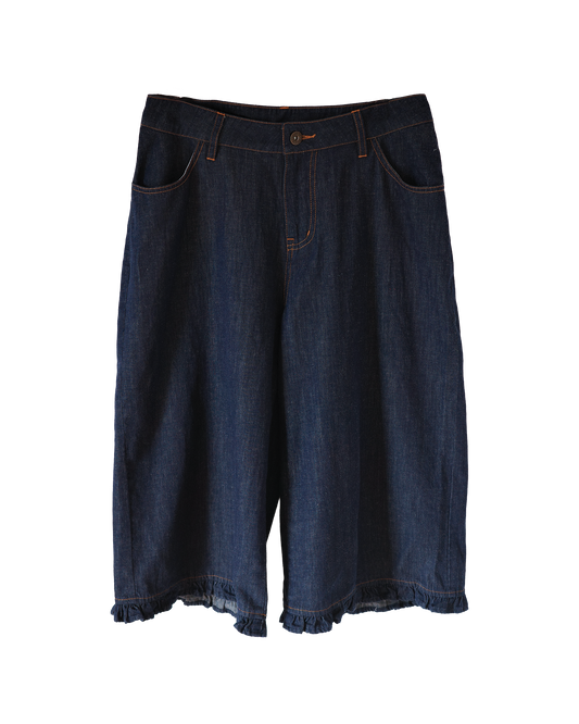 【9月下旬発送予定】Frill Hem Cropped Denim Pants
