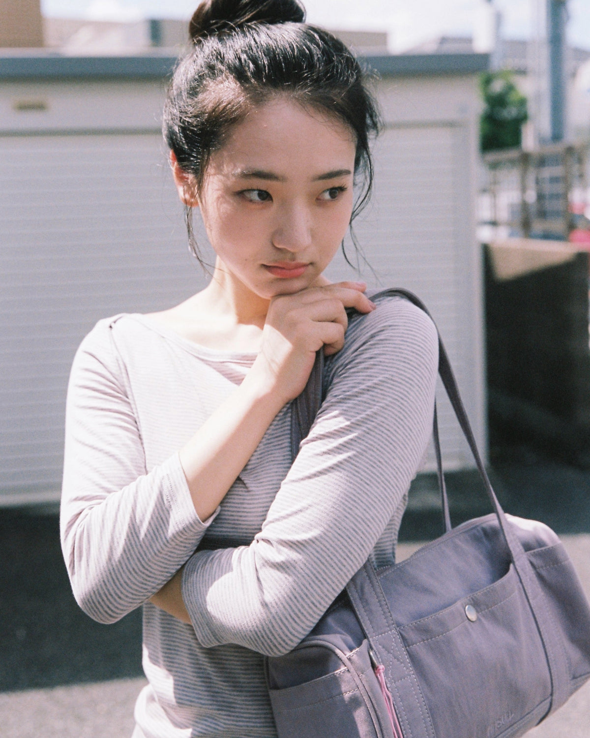【10月上旬発送予定】Clover Bee Border Boatneck Tee(Pink Gray)