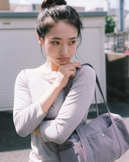 【10月上旬発送予定】Clover Bee Border Boatneck Tee(Pink Gray)