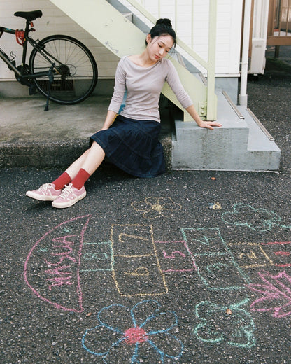 【10月上旬発送予定】Clover Bee Border Boatneck Tee(Pink Gray)