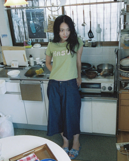 【9月下旬発送予定】Frill Hem Cropped Denim Pants