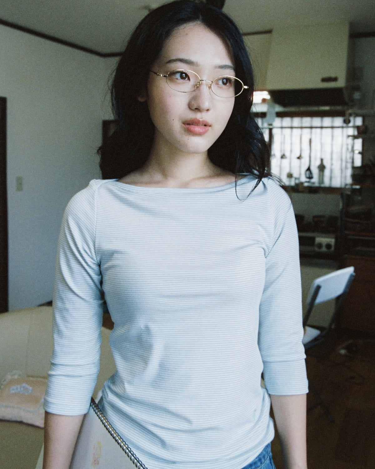 【10月上旬発送予定】Clover Bee Border Boatneck Tee(Mint)