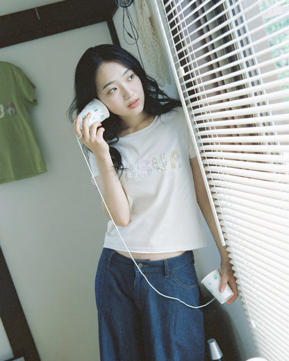 【10月上旬発送予定】HASUA Patchwork Logo Compact Tee（Butter）
