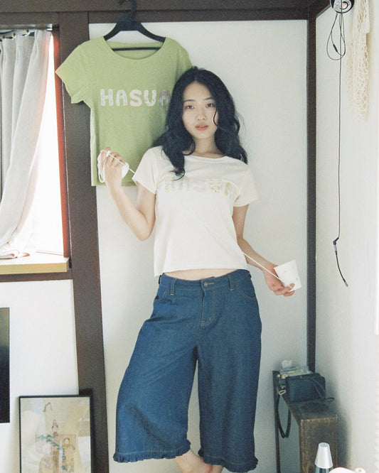 【9月下旬発送予定】Frill Hem Cropped Denim Pants