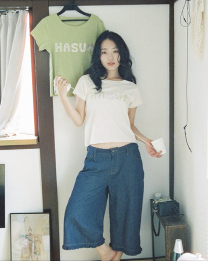 【10月上旬発送予定】HASUA Patchwork Logo Compact Tee（Butter）