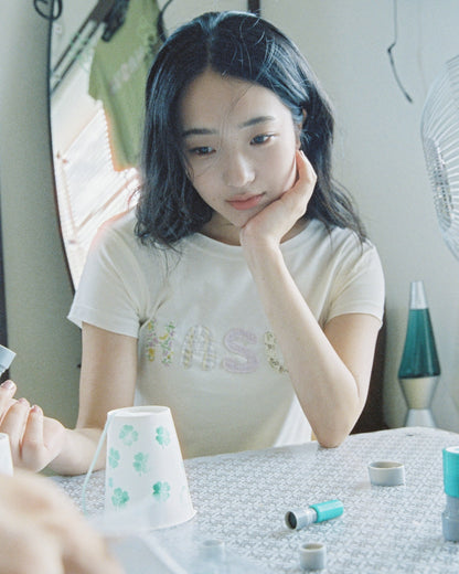 【10月上旬発送予定】HASUA Patchwork Logo Compact Tee（Butter）