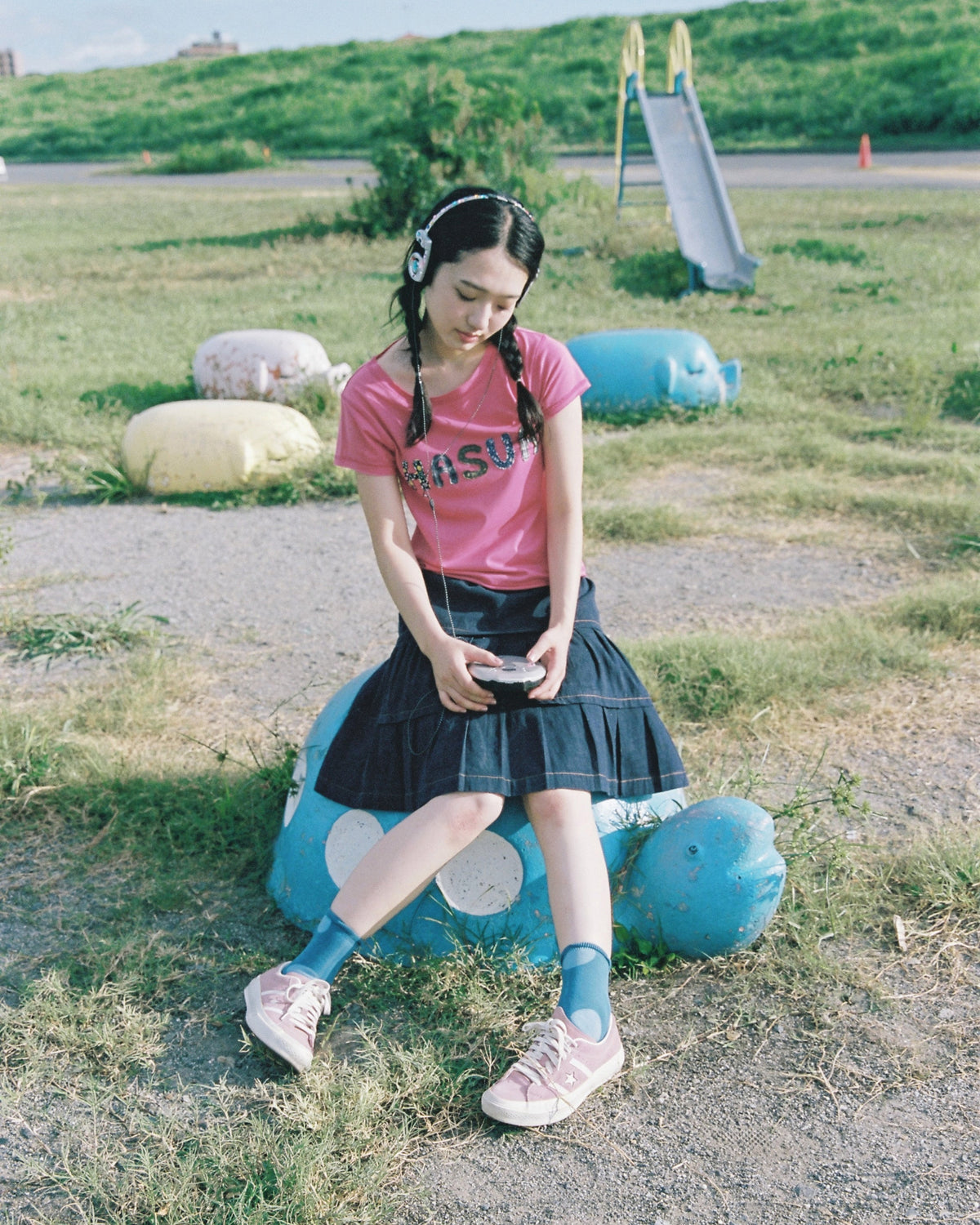 HASUA Patchwork Logo Compact Tee（Plum）