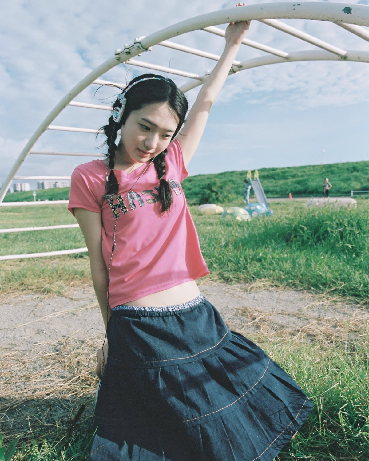 HASUA Patchwork Logo Compact Tee（Plum）