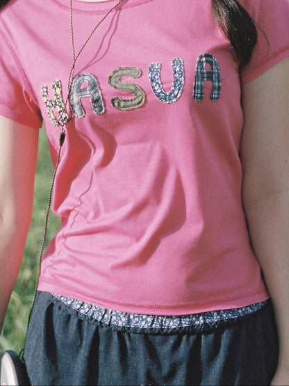 HASUA Patchwork Logo Compact Tee（Plum）
