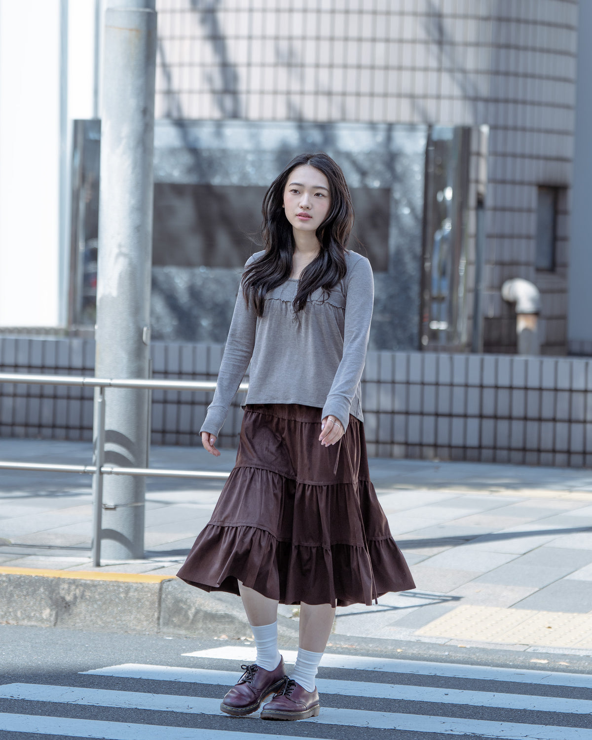 Lucky Bee Babydoll Top （Gray）